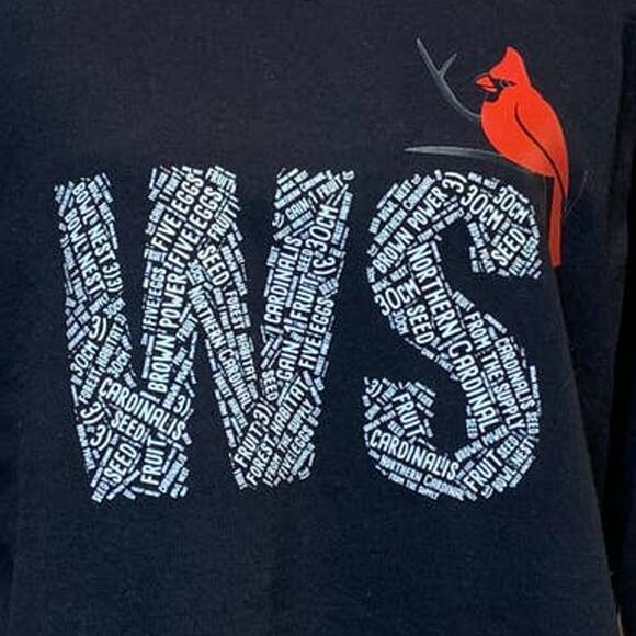 Wingspan Inspired Mens 2XL Northern Cardinal Hand Printed Upcycled Sweatshirt - Picture 2 of 3